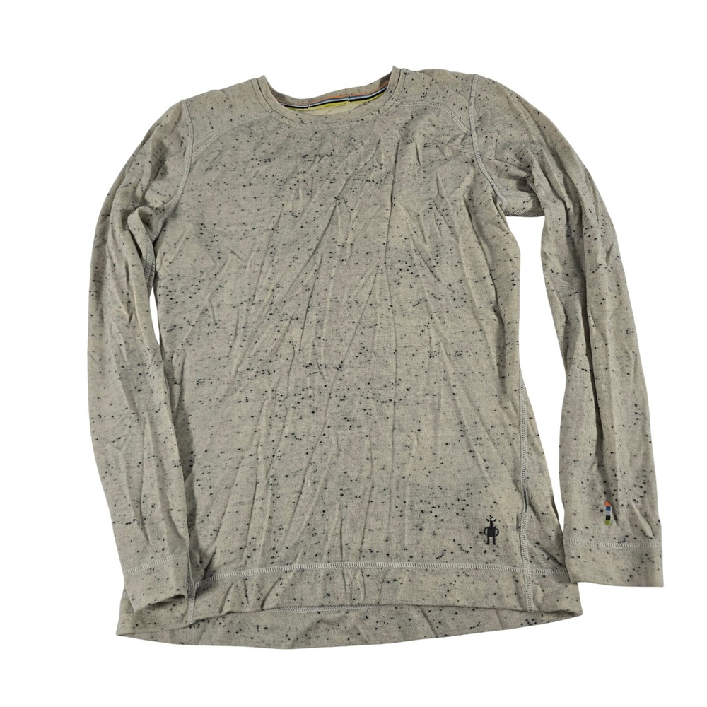 Smartwool Womens Medium 100% Merino Wool Base Layer Top Oatmeal Speckle 15320